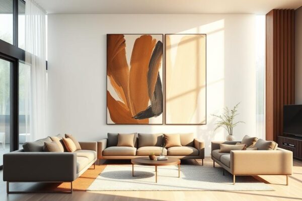 Highlighting Large Abstract Wall Art with Area Rugs